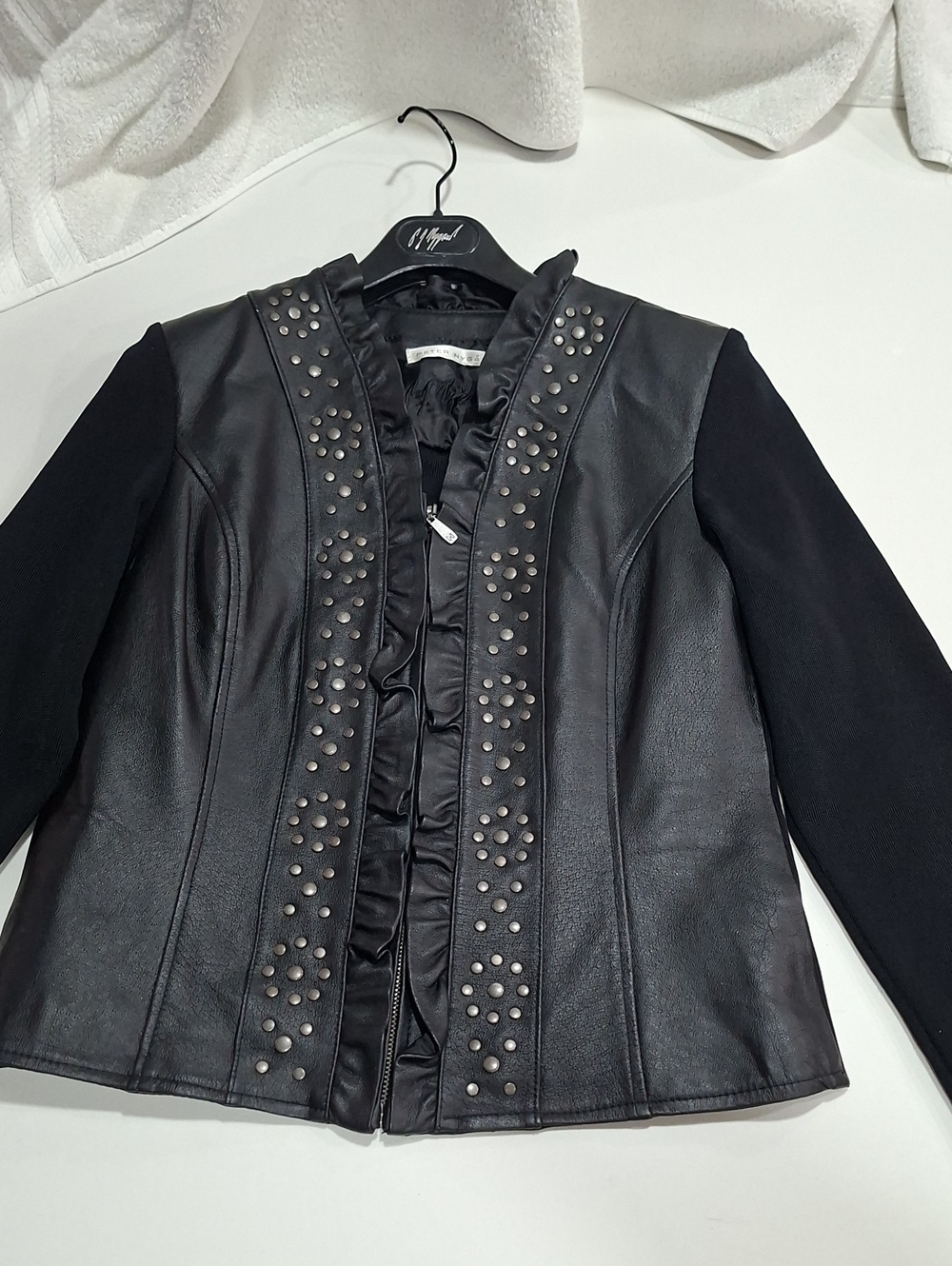 Peter NYGARD Black Studded Mixed-Media Jacket - Women